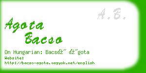 agota bacso business card